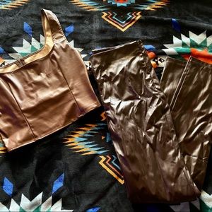 Shein Faux leather tank and pants